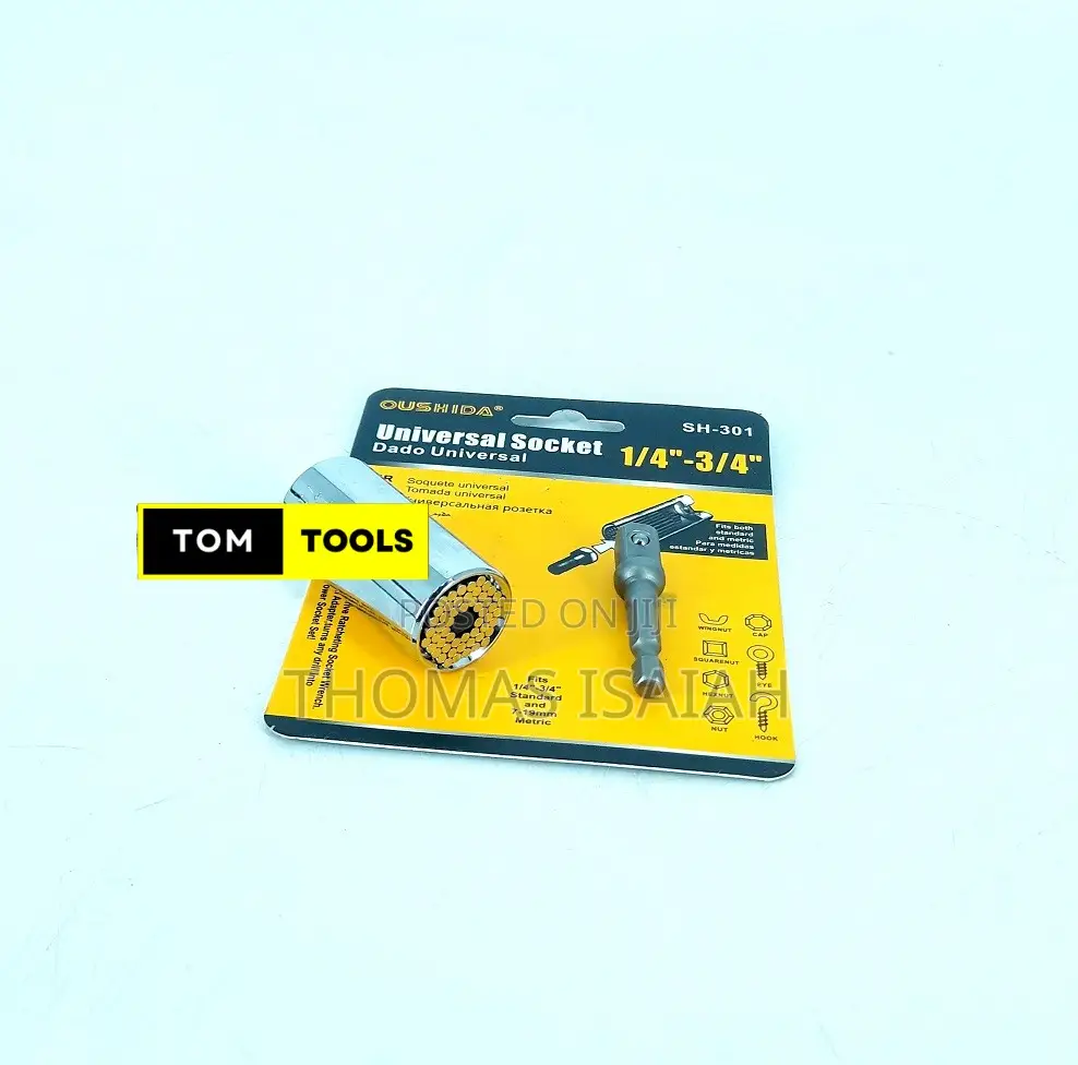 Universal Socket Wrench for 8mm to 19mm With Drill Adapter