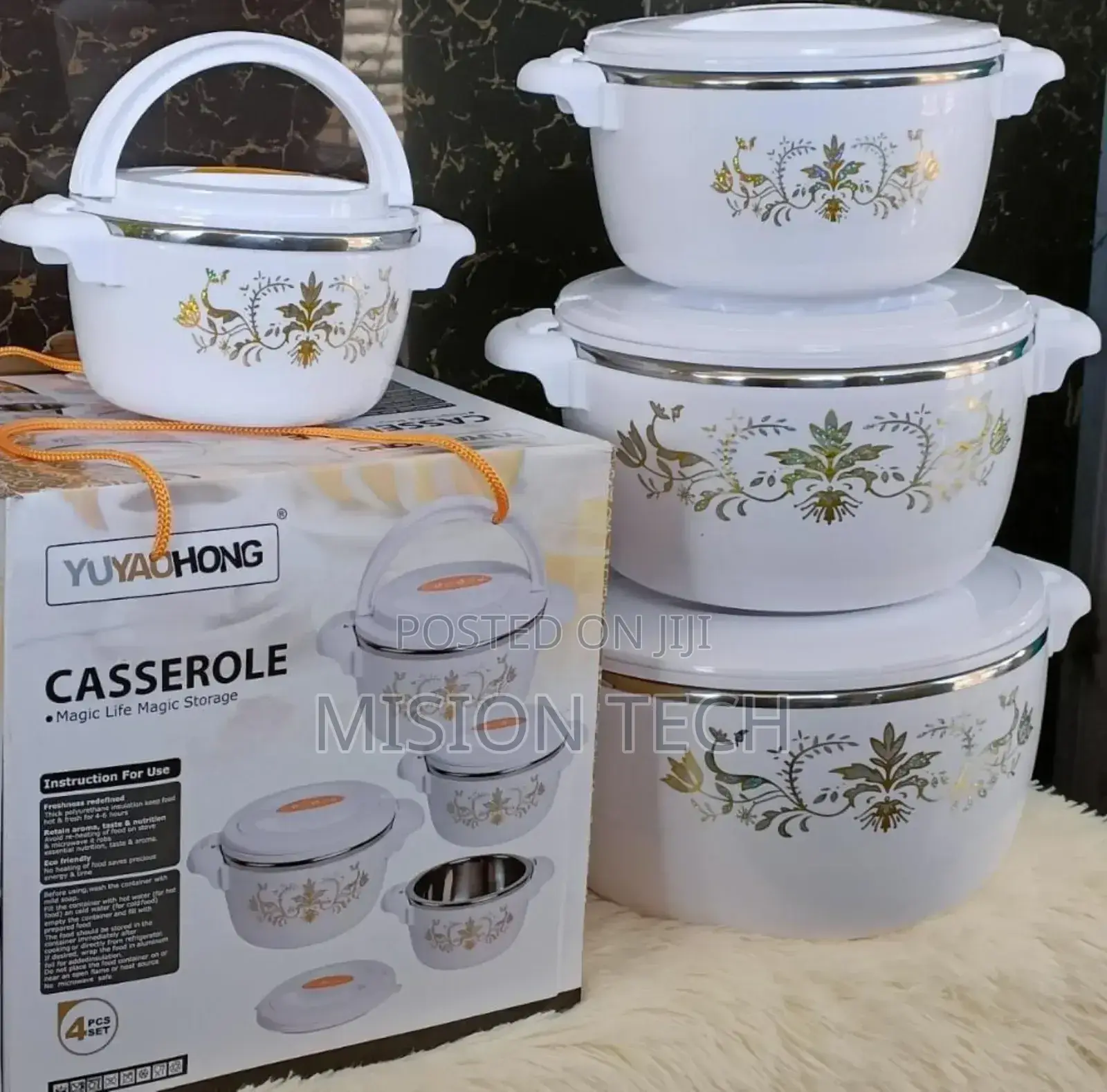 Casserole 4pcs Insulated Hotpots-Stainless Steel Inside