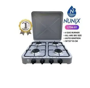 Nunix 4 Burner Table Top Gas Cooker Stove - Metallic Grey