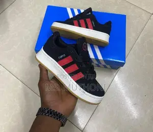 Adidas Campus Kids Sizes 30/31/32/33/34/35 (Black/Red)
