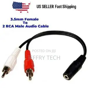 Aux Audio 3.5mm (1/8") Female Plug to 2 RCA Male Jack Stereo