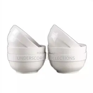 6-Piece White Ceramic Soup Bowls (6")