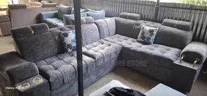 L Shape Grey With Double Cup Holder