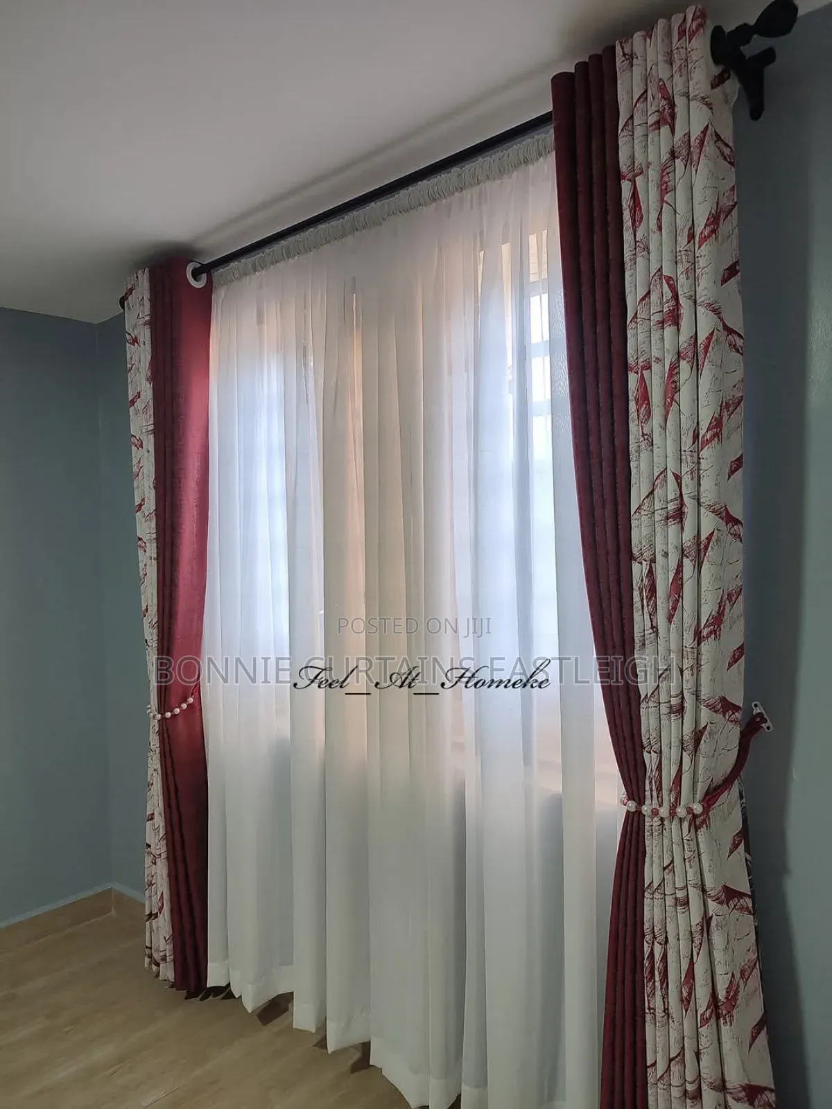 Marron Mixed With White Curtains