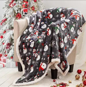 Double Layered Xmas Blanket Snowflake Serie Printed Blanket