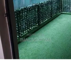 Artificial Floor Grass Carpet With Green Fence Balcony Decor