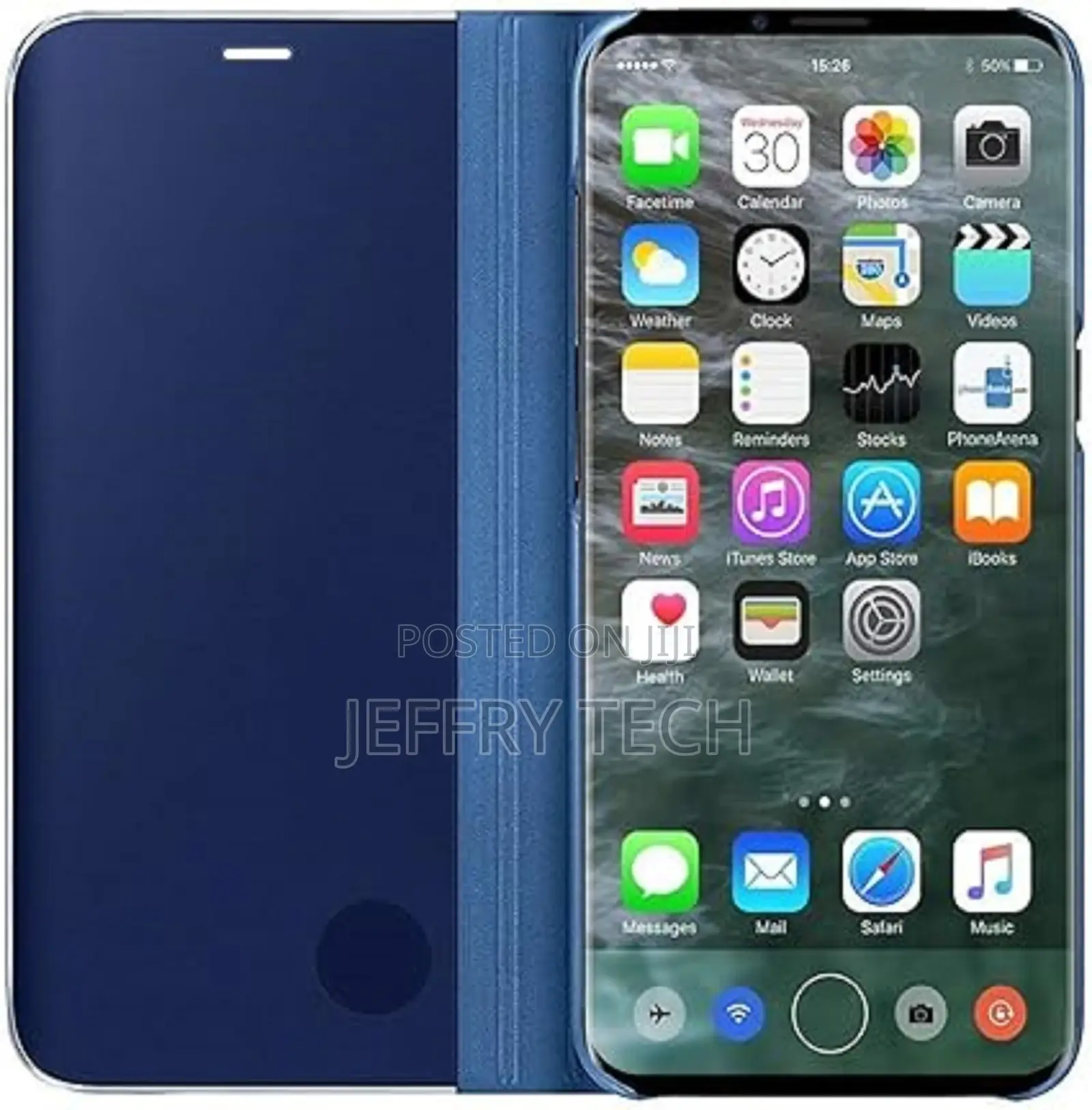 Apple iPhone X Clear View Standing Cover Without Sensor-Blue