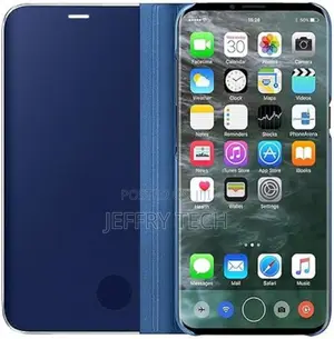 Apple iPhone X Clear View Standing Cover Without Sensor-Blue