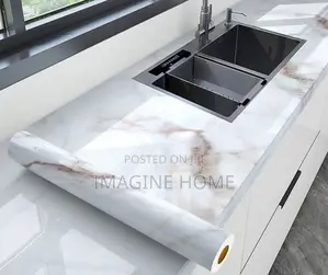 White Shade With Brown Color Marble Contact Paper