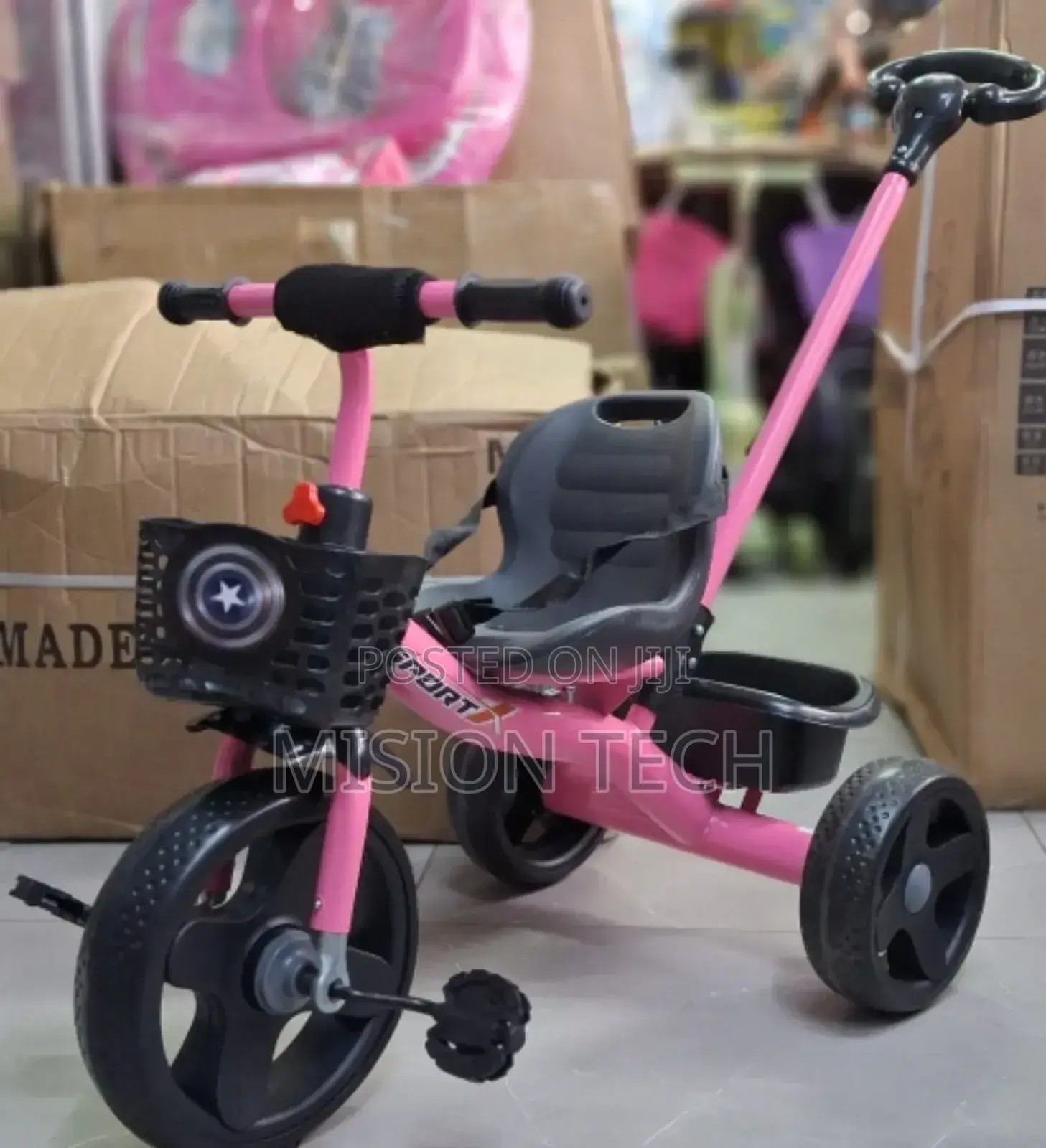 Tricycle With Push Handle 