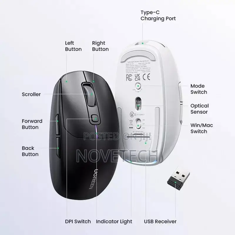 UGREEN Wireless Gaming Rechargeable Mouse 5000DPI Bluetooth