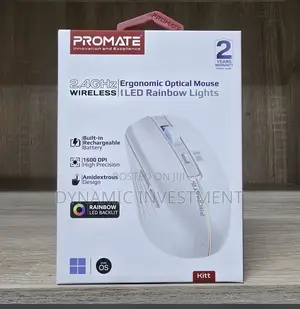 Promate 2.4ghz Wireless Ergonomic Optical Mouse Rainbow