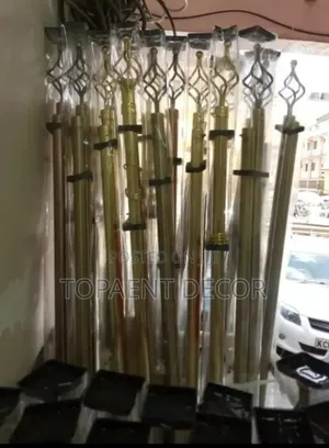 4m Gold Adjustable Double Window and Door Curtain Rods