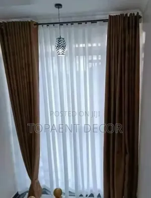 Dark Brown Window Curtain and Milk White Sheers