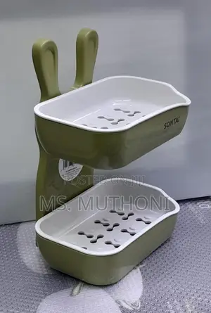 Mouse-Shaped Double Layer Soap Dish (Green /Pink )
