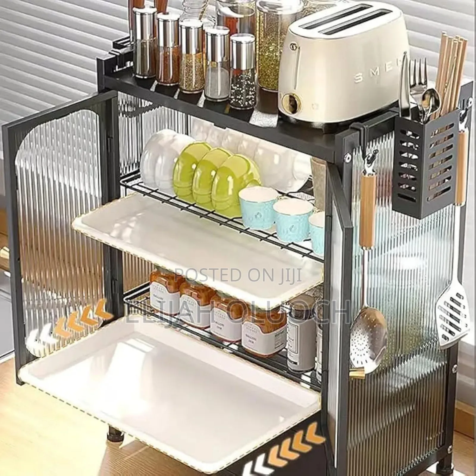 *Minimalist Kitchen Countertop Dish Rack With Drawers