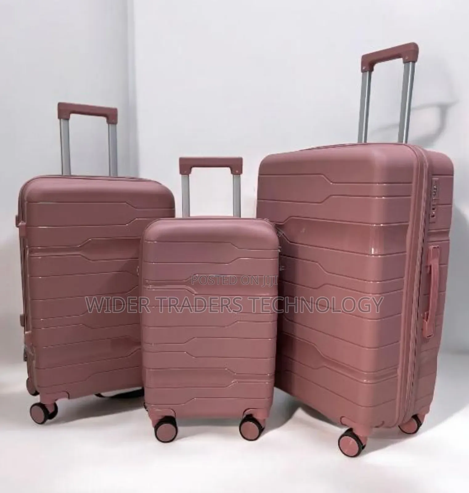 *3 in 1 Unbreakable PP Rubber Suitcase Black/Pink