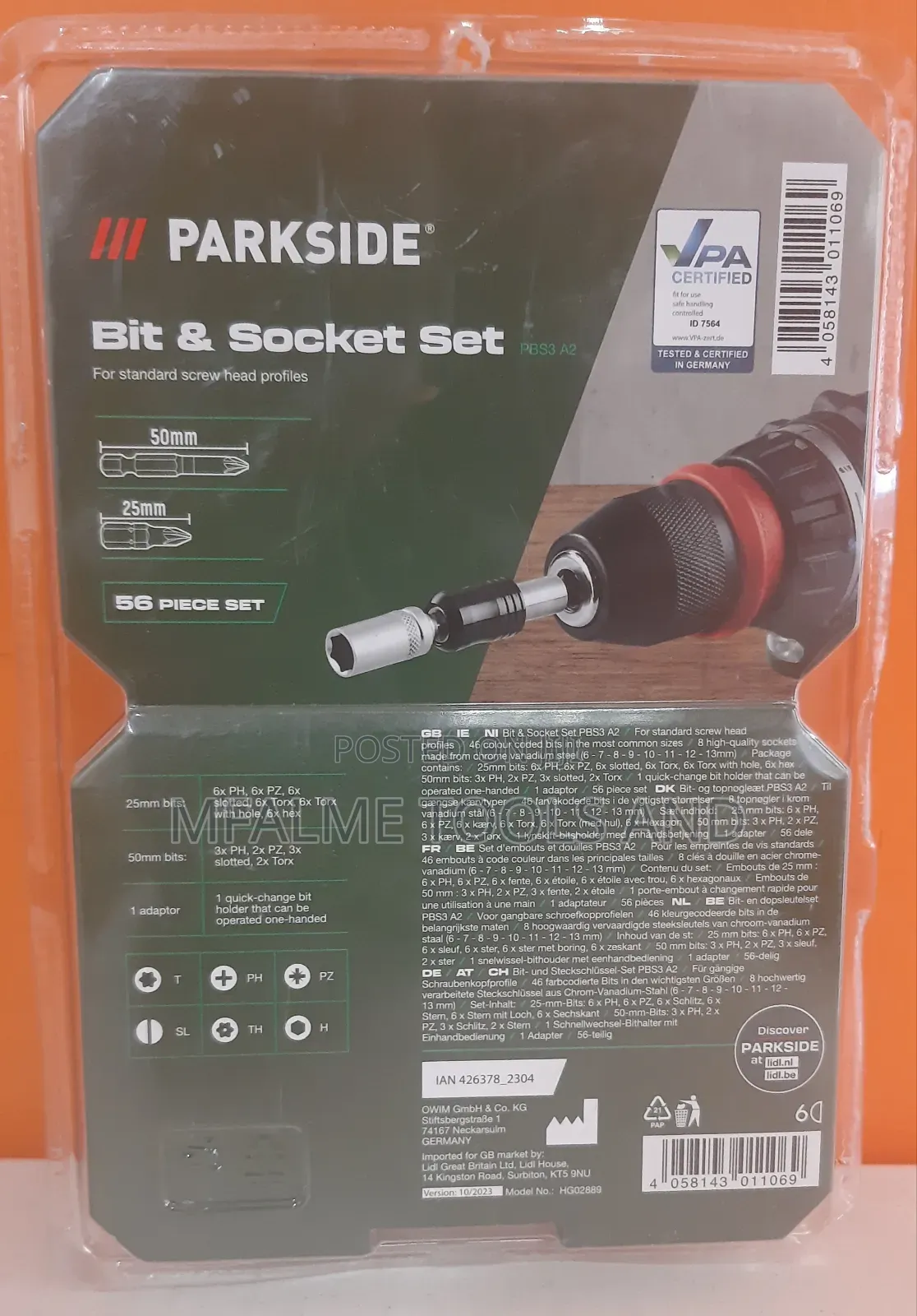 Bit Socket Set, Brand New Genuine Parkside Ex-Uk