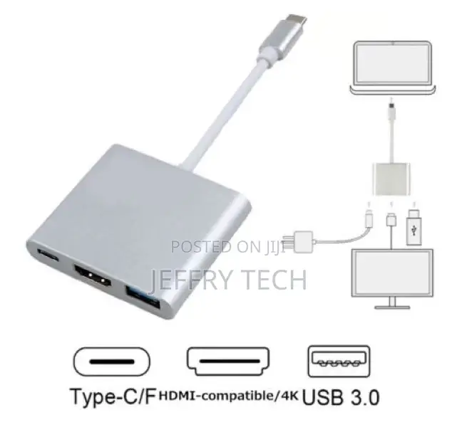 Type C to HDMI USB 3.0 USB-C Cable Adapter 3"" 1 HUB Macbook