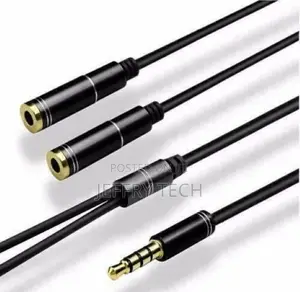 3.5mm AUX Audio Mic Splitter Cable Earphone Headphone Adapte