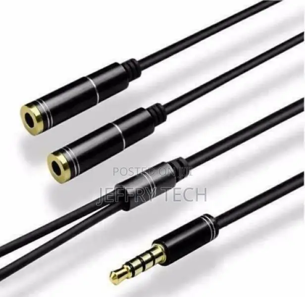 3.5mm AUX Audio Mic Splitter Cable Earphone Headphone Adapte