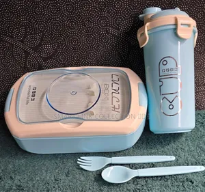 * Lunch Box With 2 Compartment and Spoons,Bottle*
