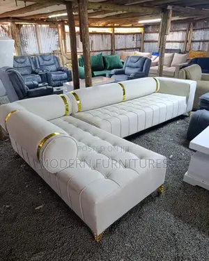Cream White Stylish L Sofa
