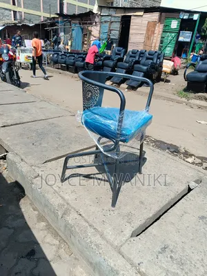 Restaurant Powder Coated Chair, With Blue Cushion 