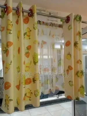 2m Fruit Themed Kitchen Window Curtain and Sheers