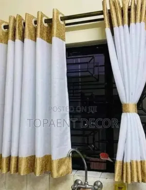 Gold Themed Kitchen Window Sheers