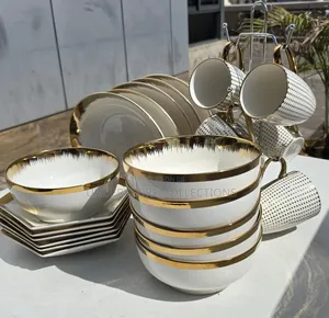 *24pc Gold Dinner Set*Contain:6pcs Cups.
*
