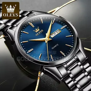 Olevs Classic Black -Blue Stainless Steel Strap Watch