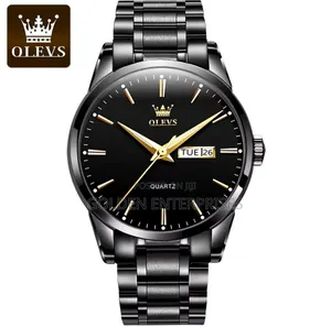 Olevs Classic All Black Stainless Steel Strap Watch