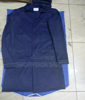Navy Blue Twill Dustcoat With Piping