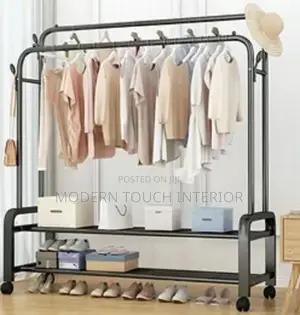 Multi-Purpose Cloth Rack With Sturdy Shoe Shelves