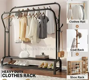 Sturdy Multi-Functional Cloth Rack With Shoe Storage