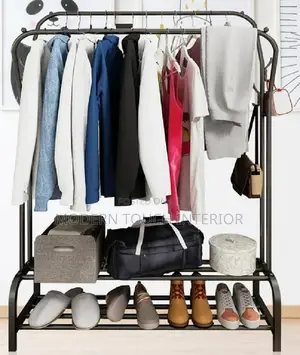 Black Metal Multi-Purpose Rack for Clothes and Shoes