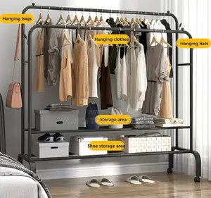 Clothing Rack With Built-in Shoe Storage