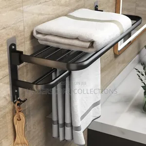  *Bathroom Wall Mounted Towel Rack Accessory With Hooks