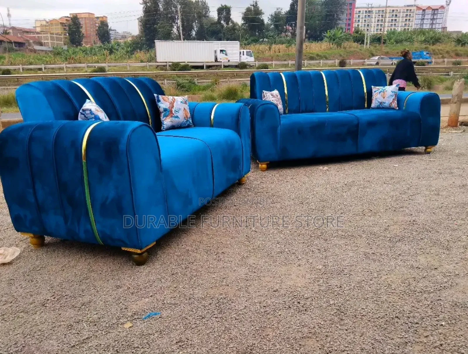 5 Seater Sofa Blue