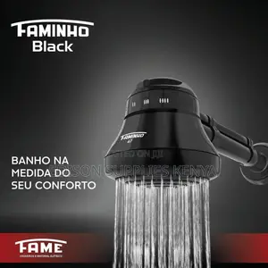 Black Fame Instant Shower With Free Black Plastic Shower Arm