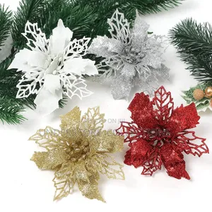 *2pcs Glitter Artifical Christmas Flowers Christmas Tree.