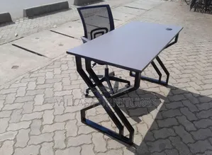 Metallic Study Table and Swivel Mesh Chair