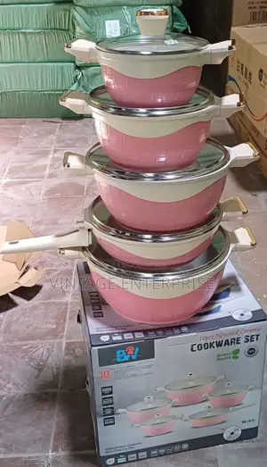 10pcs Ceramic Cookware Set Pink