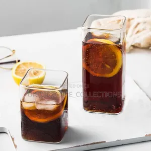 * Square Glass Cup Heat-Resistant Juice Milk. Capacity 500ml