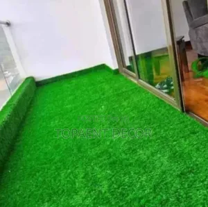 Slide Door Balcony Green Grass Carpet