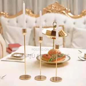 3pc Golden Candle Holder