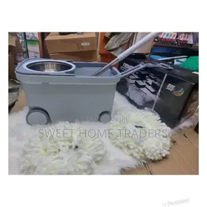Magic Spin Mop Bucket With 4 Wheels. Grey