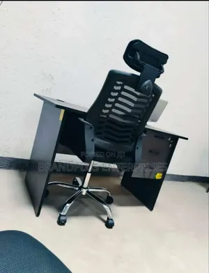 Gray Office Desk and Chair Combo