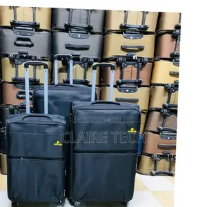 Black 3 in 1 Fabric Laxurious Suitcase Briefcase Travel Bag